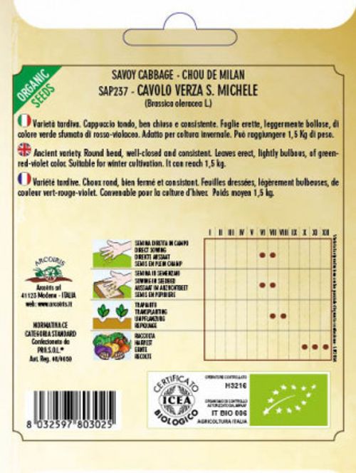 Påse med broccolifrö av sorten CAVOLO VERZA SAN MICHELE