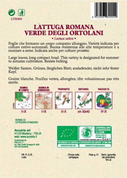 Italienska sallatsfröer och grönsaksfröer