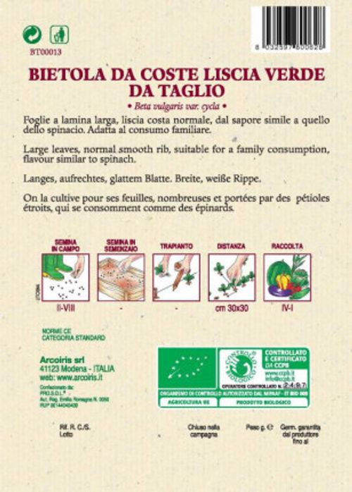 Italienska mangoldfröer och grönsaksfröer
