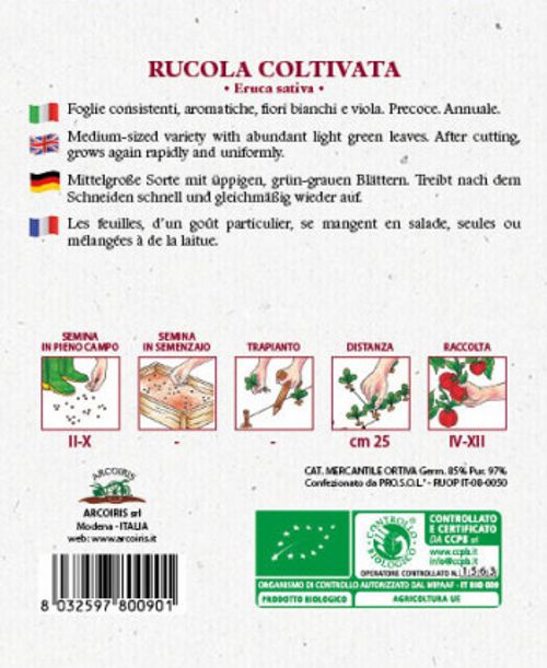 Italienska rucolafröer och grönsaksfröer