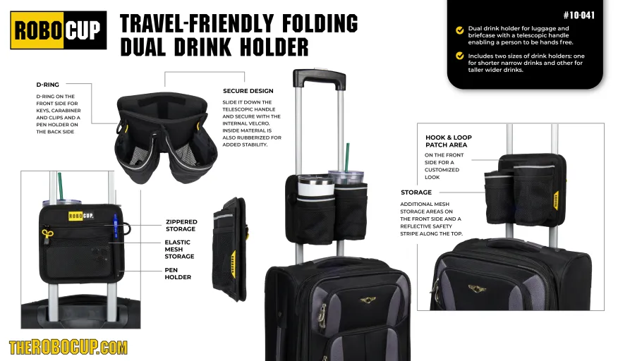 RoboCup Luggage Handle Dual Drink Holder