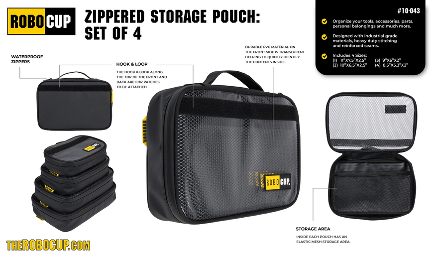 RoboCup Zipped Storage Pouch 4pc.