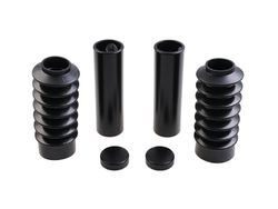  6-Piece Fork Covers with lower Fork Rubbers Long Version, Gloss Black Powder Coated 