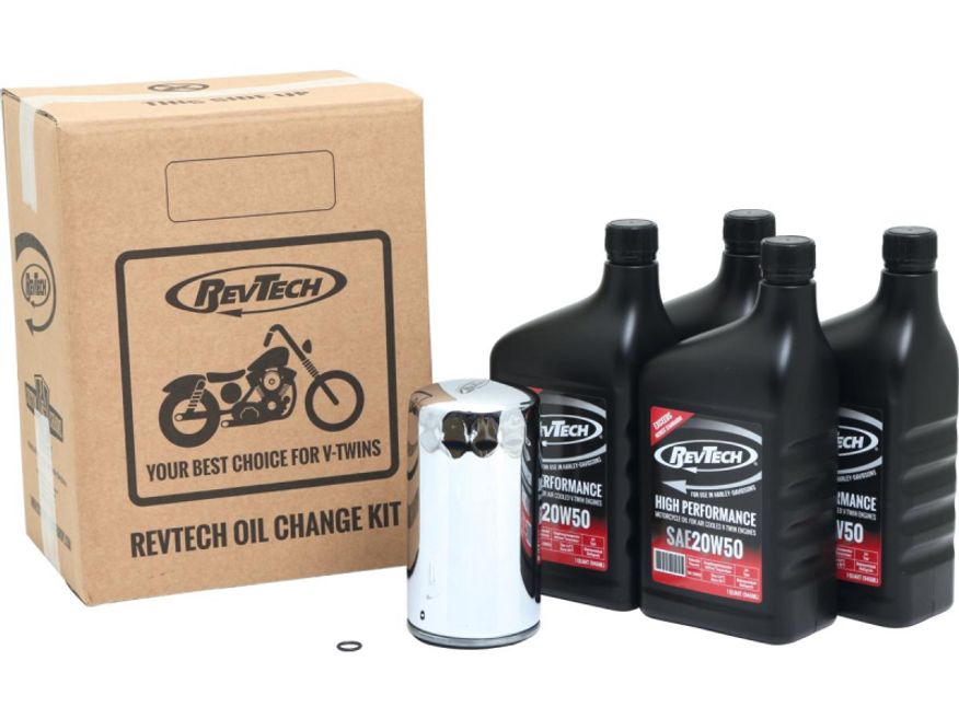  High Performance 4 Qt SAE20W50 Oil Change Kit Extra Long Chrome Oil Filter 