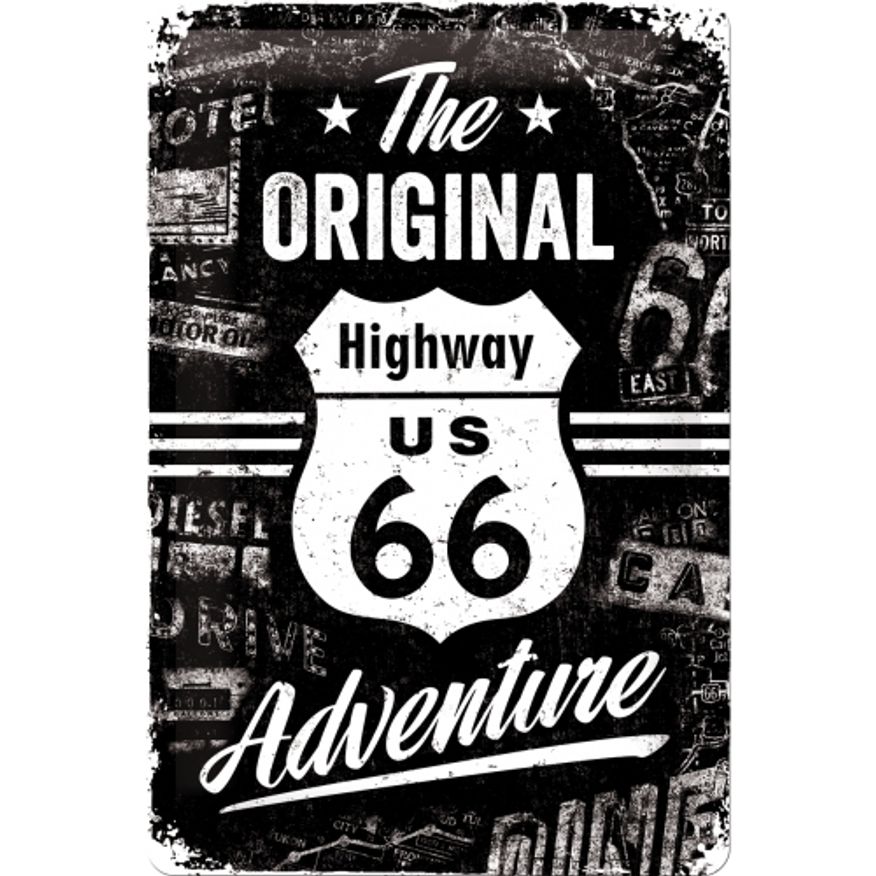 Plåtskylt Route 66 Adventure