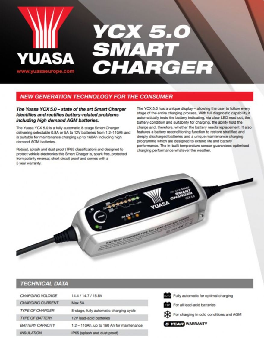 Batteriladdare Yuasa YCX5A12E