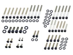  Drivetrain Screw Kits Kit includes screws for Primary Cover, Sprocket Cover, Gearcase Cover, Derby Cover, Timer Cover, Inspection Cover, Anti-Rotation-Plate, Lifterbase, Rockerboxes Black Powder Coated 