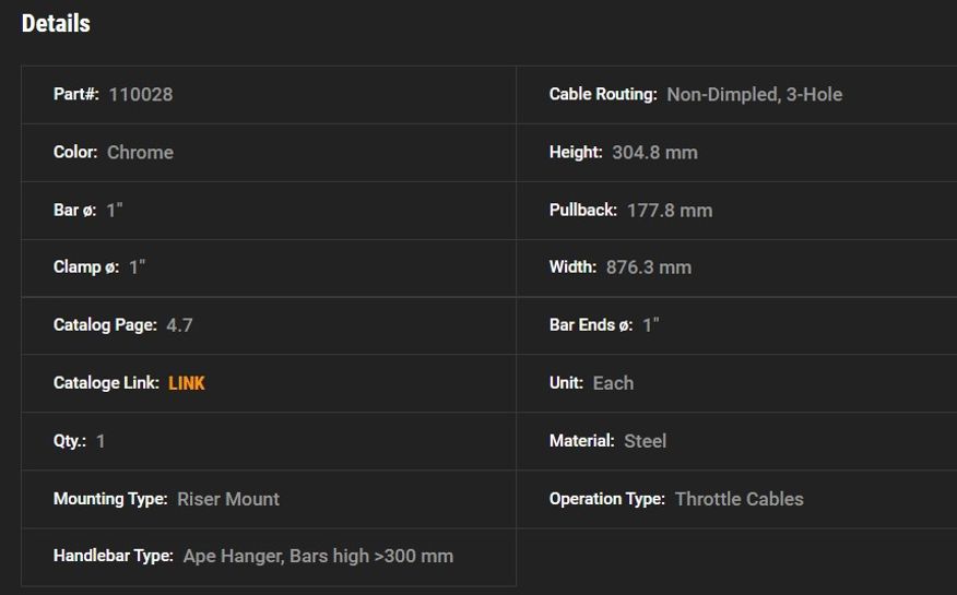  12 Ape Hanger Handlebar 