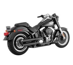 V&H Twin Slash Softail Fat Boy 2007-2017 Svart