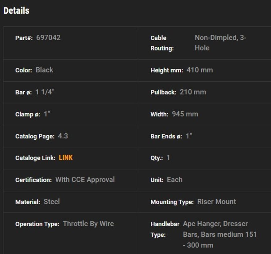 15" Bonanza Bagger Handlebar 